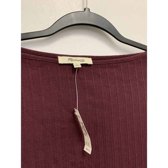 New Madewell Red Ribbed Boatneck Top Size Small - Picture 2 of 4